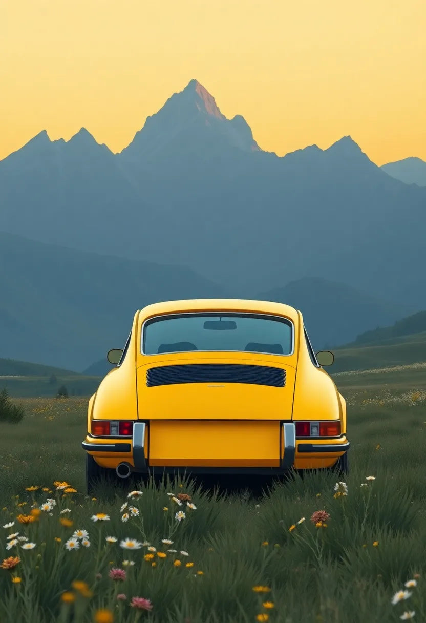 Retro Porsche Alpine Pass Travel Poster