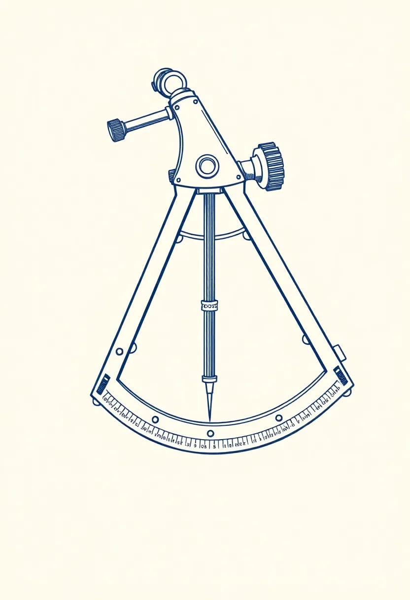 Maritime Sextant Minimal Line Art