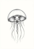 Moon Jellyfish Minimal Line Art