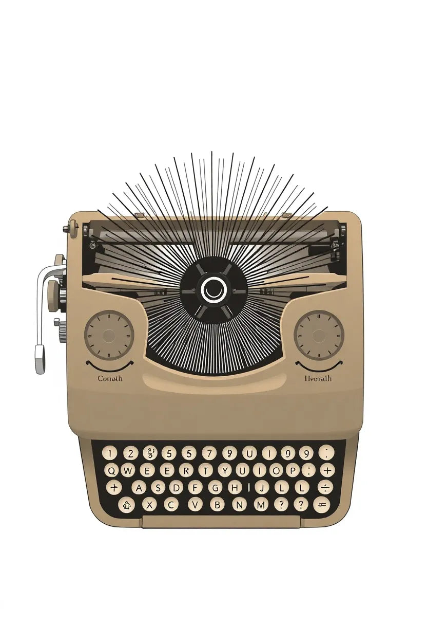Vintage Typewriter Overhead Line Art