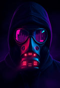 Cyberpunk Gas Mask Portrait Print