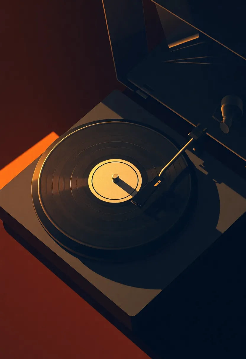 Vintage Turntable Record Player Art