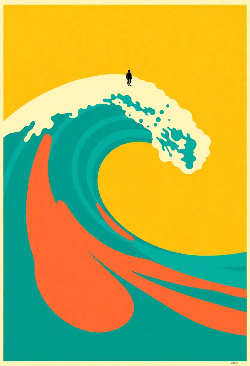 Retro Surf Wave Vintage Poster