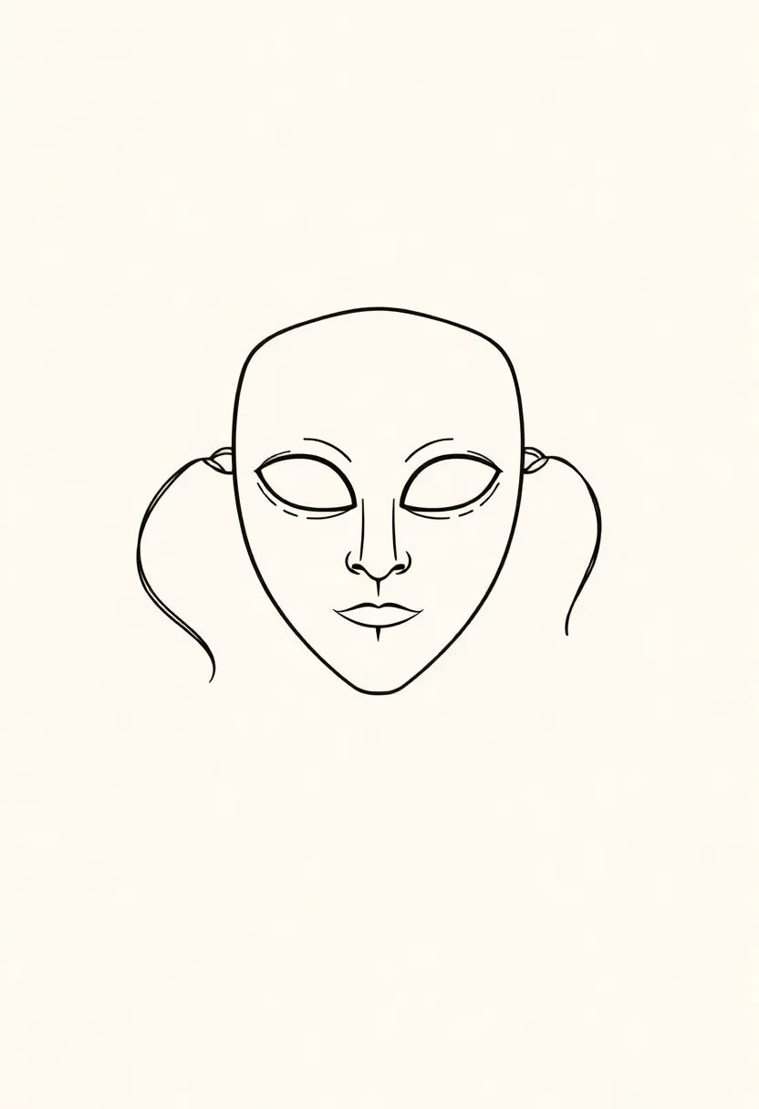 Venetian Bauta Mask Line Art