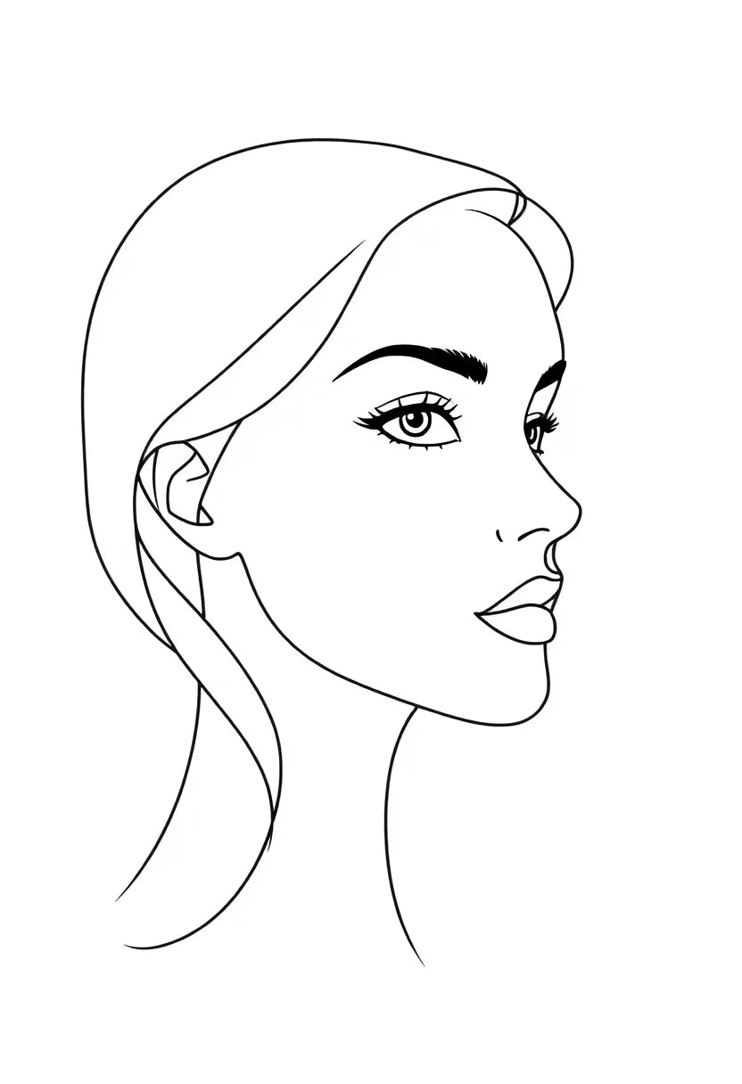 Continuous Line Woman Portrait Print
