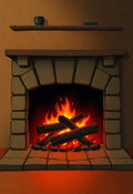 Stone Fireplace Crackling Fire Art