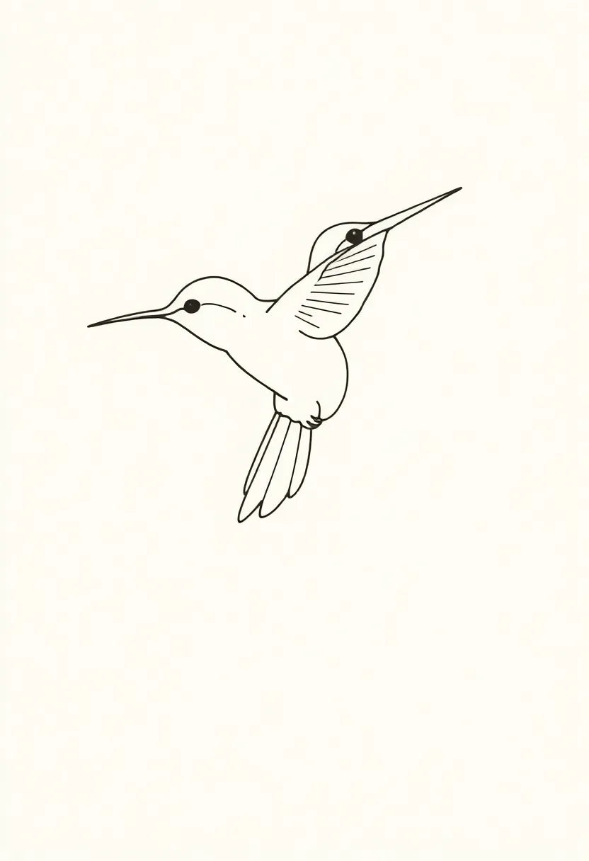 Minimal Hummingbird Line Art Print