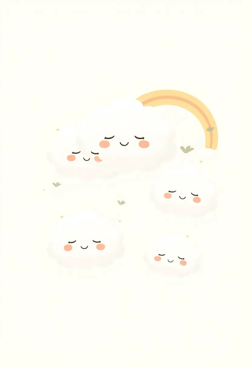 Fluffy Cloud Faces Nursery Print