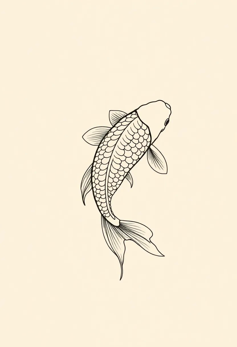 Koi Fish Minimal Line Art Print