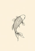 Koi Fish Minimal Line Art Print